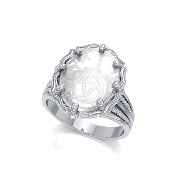 Triquetra Sterling Silver Ring with Natural Clear Quartz TRI1716 - Jewelry